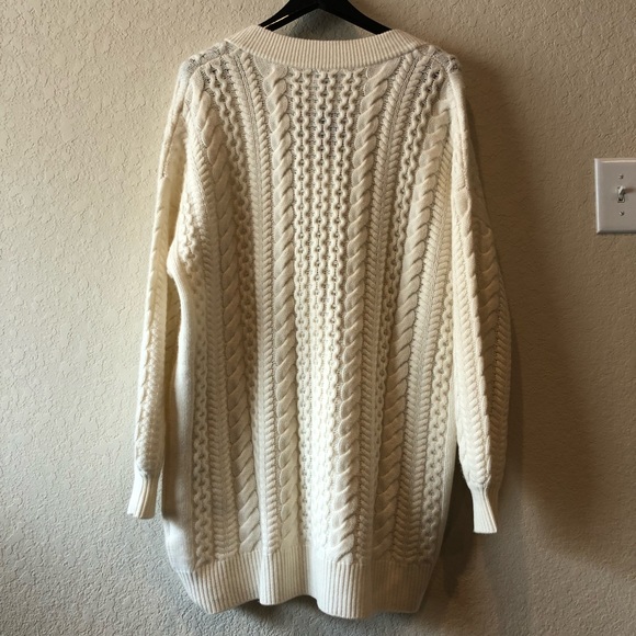 NAADAM wool cashmere boho oversized slouchy chunky cable knit grandpa cardigan - Picture 4 of 8